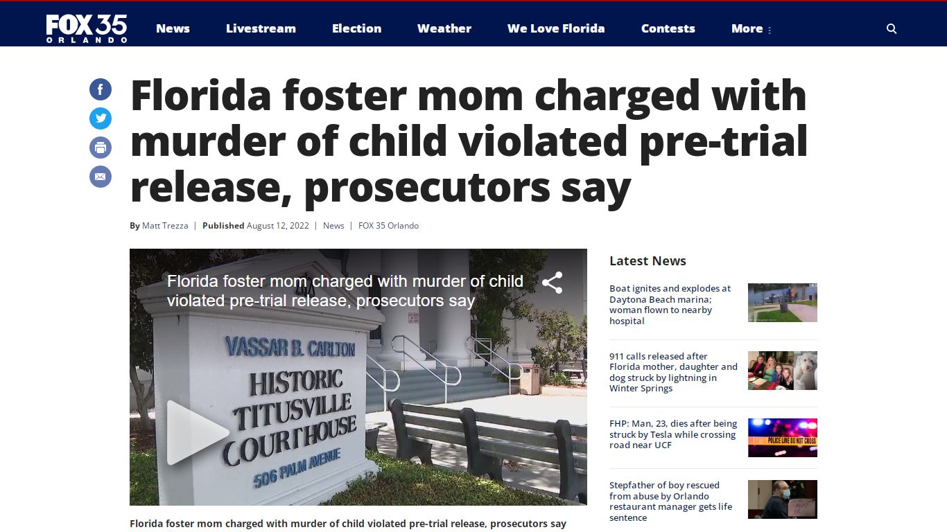 Florida foster mom charged with murder of child violated pre-trial ...